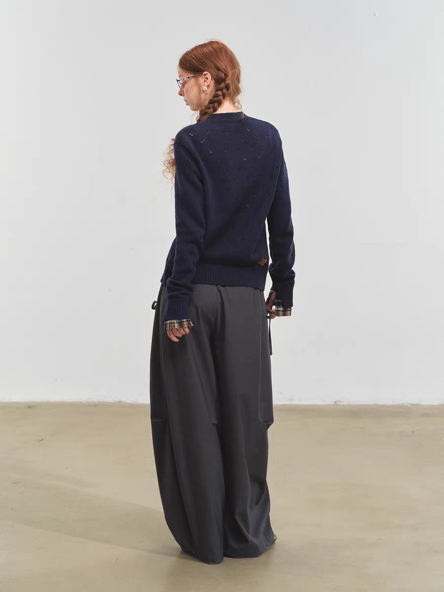 SOMESOWE. Original Design Vintage Plaid Tie Cardigan