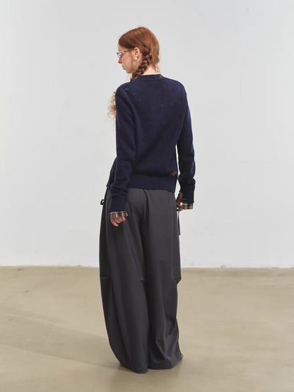 SOMESOWE. Original Design Vintage Plaid Tie Cardigan