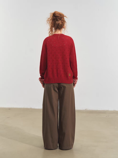 SOMESOWE. Original Design Vintage Plaid Tie Cardigan