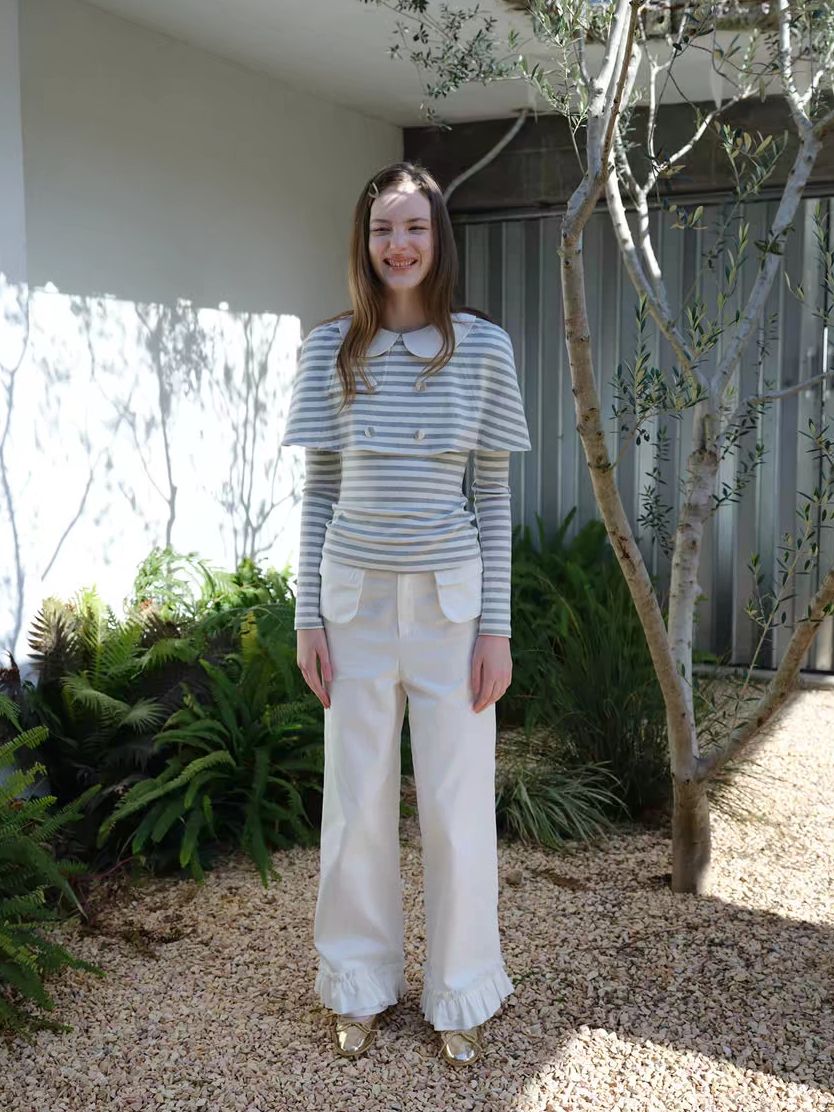 SOOMIE. Original Design White Lace Straight-Leg Pants