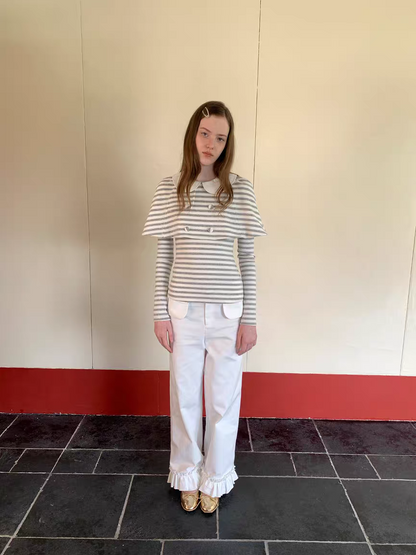 SOOMIE. Original Design White Lace Straight-Leg Pants