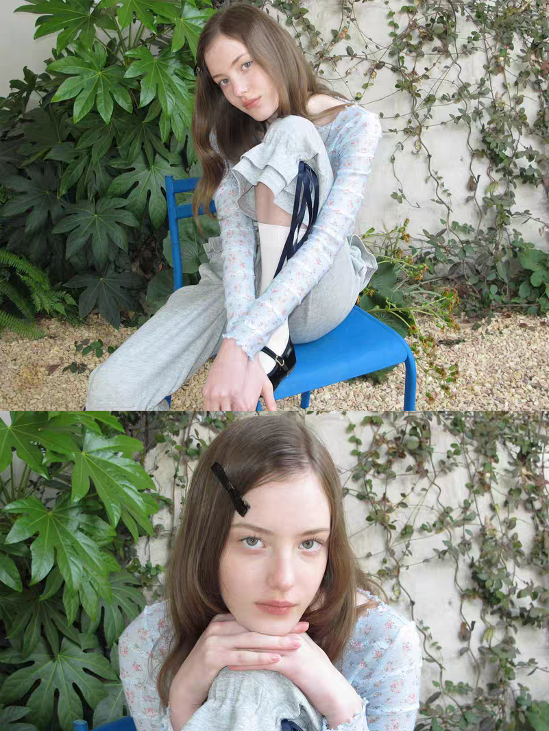 SOOMIE. Original Design Floral Stretch Knit Long Sleeve Top