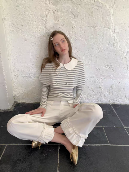 SOOMIE. Original Design Striped Cape Top with Peter Pan Collar
