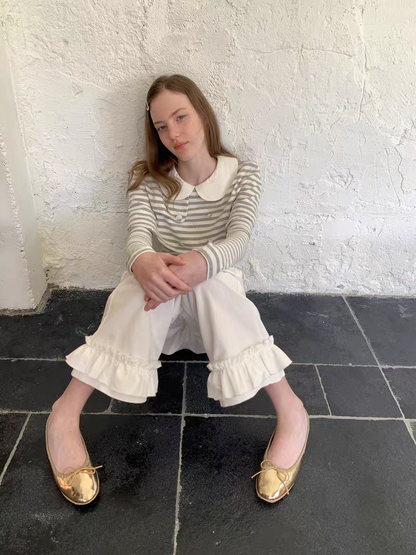 SOOMIE. Original Design Striped Cape Top with Peter Pan Collar