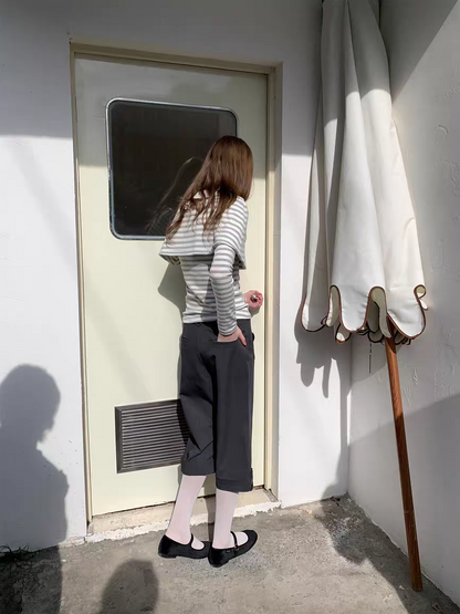 SOOMIE. Original Design Striped Cape Top with Peter Pan Collar