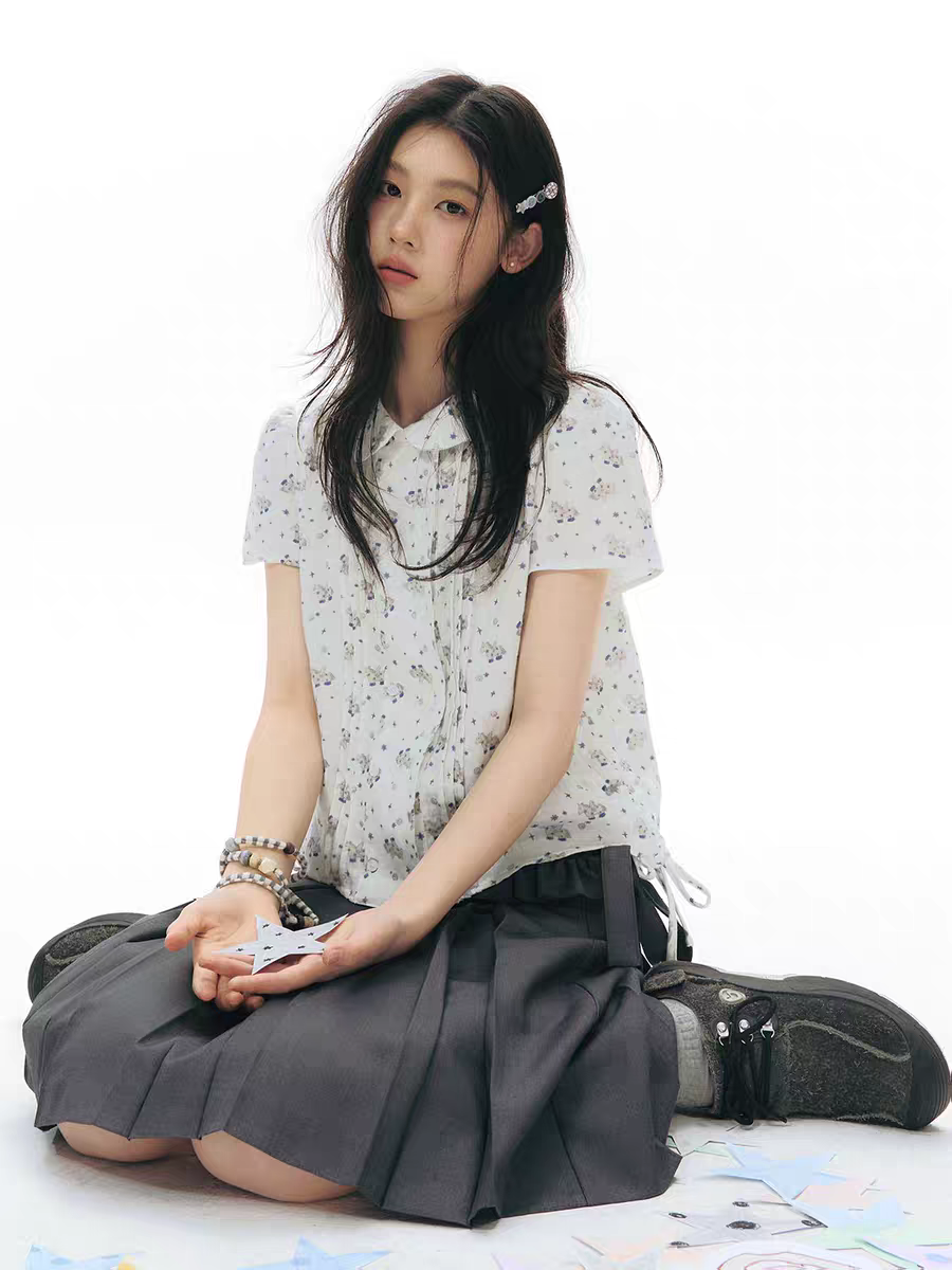 NAPSNAPS. Original Design Horse Print Shirt & Bubble Hem Skirt Set