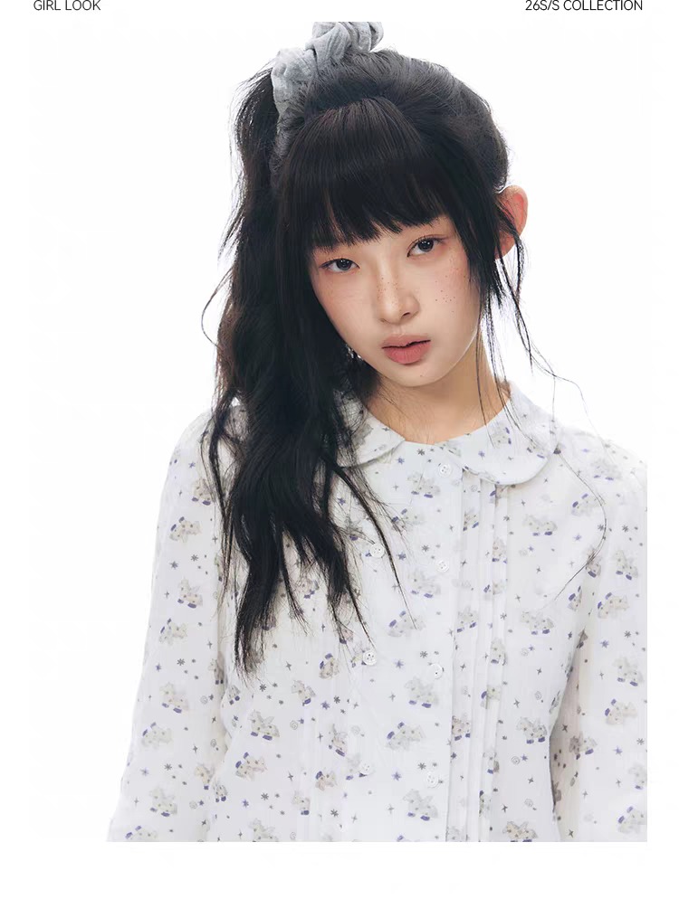 NAPSNAPS. Original Design Horse Print Shirt & Bubble Hem Skirt Set