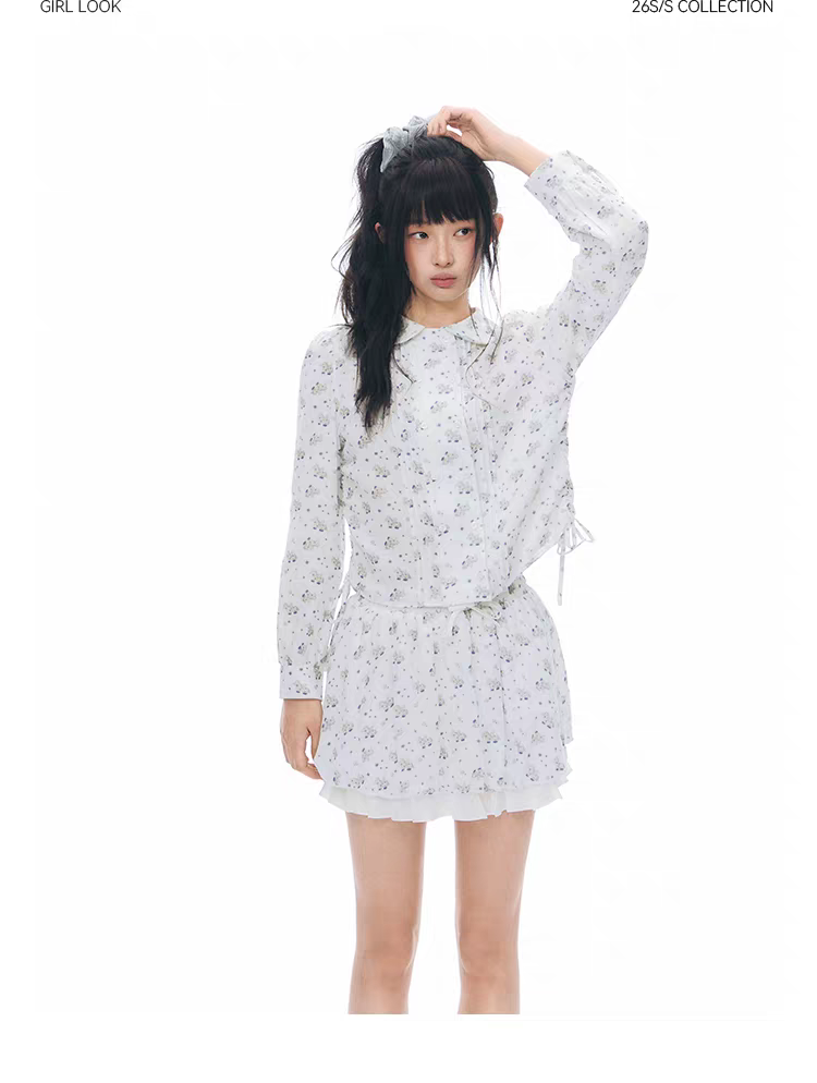 NAPSNAPS. Original Design Horse Print Shirt & Bubble Hem Skirt Set