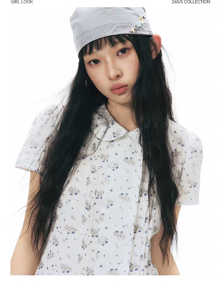 NAPSNAPS. Original Design Horse Print Shirt & Bubble Hem Skirt Set