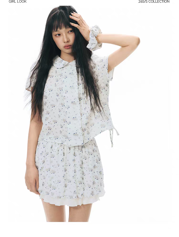 NAPSNAPS. Original Design Horse Print Shirt & Bubble Hem Skirt Set