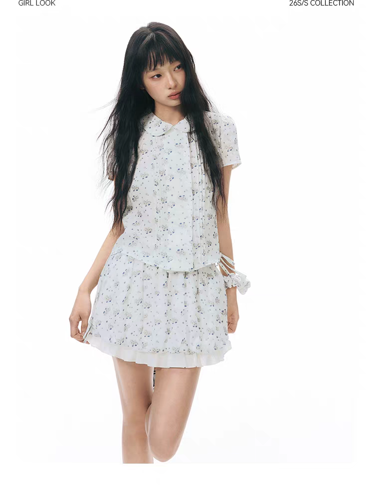 NAPSNAPS. Original Design Horse Print Shirt & Bubble Hem Skirt Set