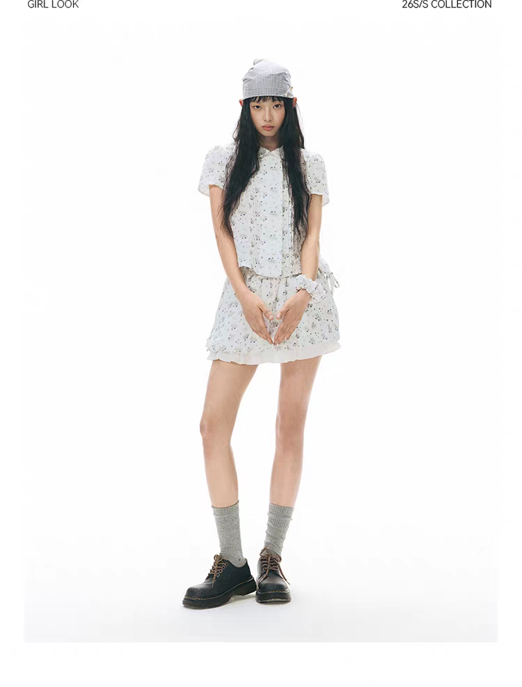 NAPSNAPS. Original Design Horse Print Shirt & Bubble Hem Skirt Set