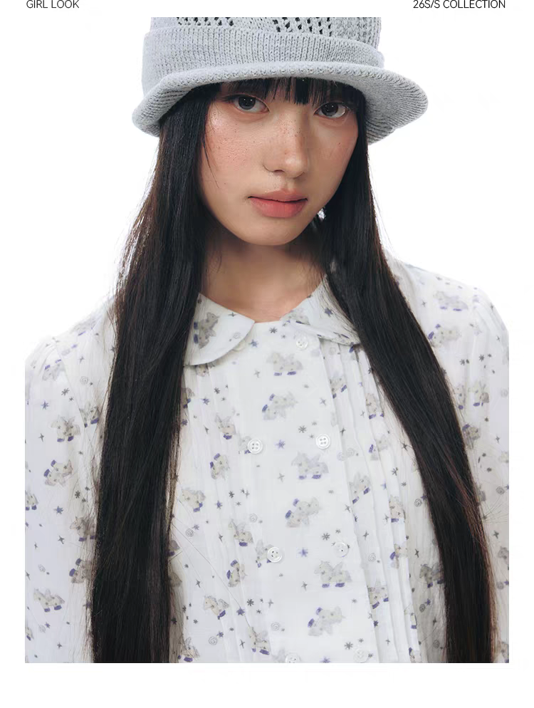 NAPSNAPS. Original Design Horse Print Shirt & Bubble Hem Skirt Set