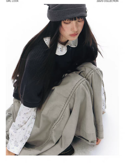 NAPSNAPS. Original Design Horse Print Shirt & Bubble Hem Skirt Set