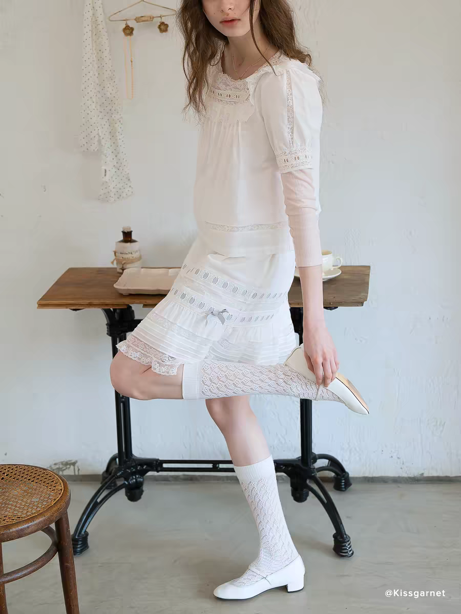 Kissgarnet. Original Design Cotton Linen Short Sleeve Top & Light Pink Shorts Set