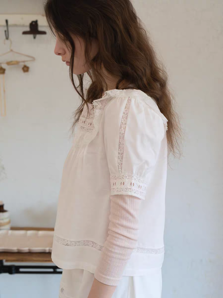 Kissgarnet. Original Design Cotton Linen Short Sleeve Top & Light Pink Shorts Set