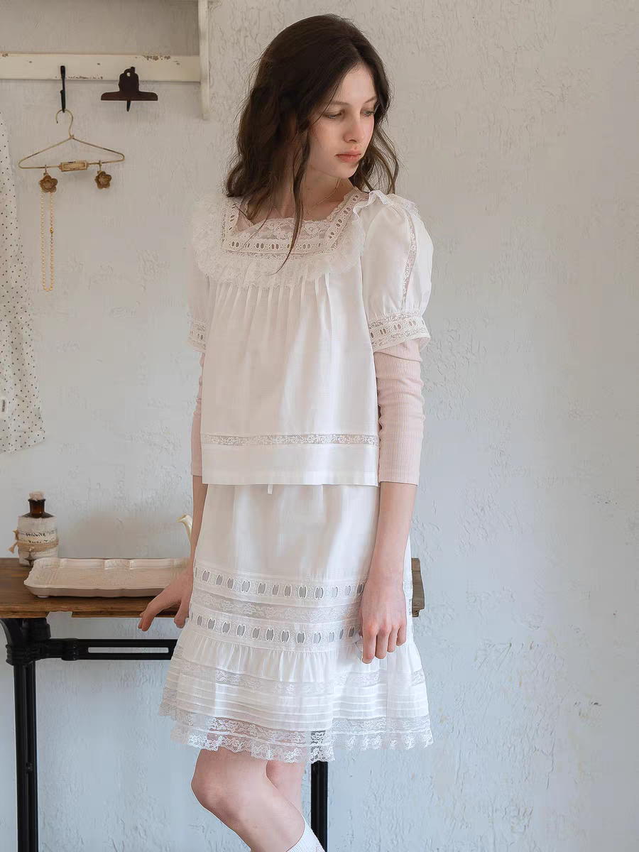 Kissgarnet. Original Design Cotton Linen Short Sleeve Top & Light Pink Shorts Set