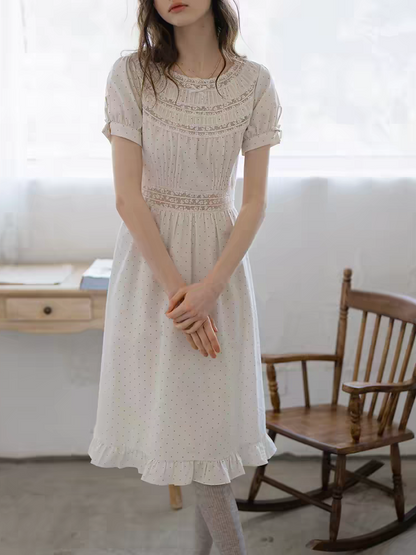 Kissgarnet. Original Design Polka Dot Cutout Lace Dress