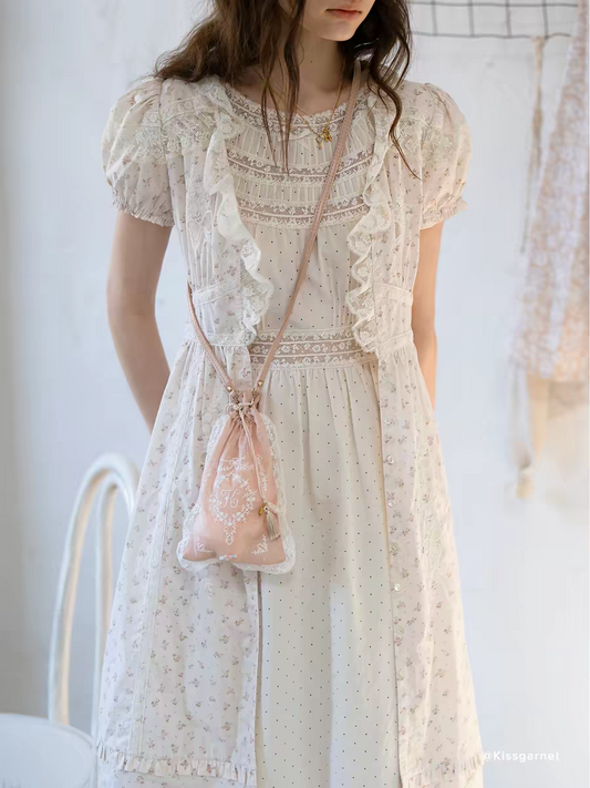 Kissgarnet. Original Design Polka Dot Cutout Lace Dress