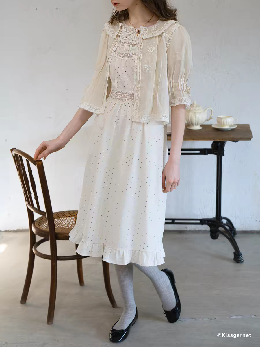 Kissgarnet. Original Design Polka Dot Cutout Lace Dress