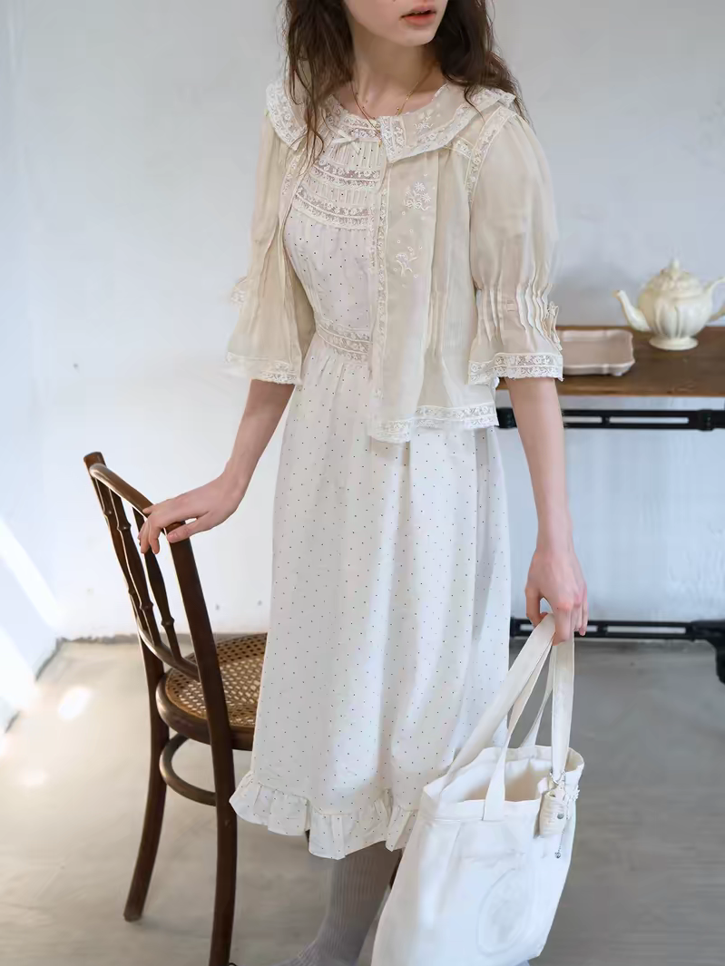 Kissgarnet. Original Design Polka Dot Cutout Lace Dress