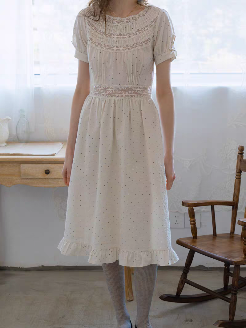 Kissgarnet. Original Design Polka Dot Cutout Lace Dress