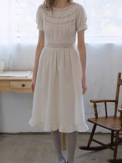 Kissgarnet. Original Design Polka Dot Cutout Lace Dress