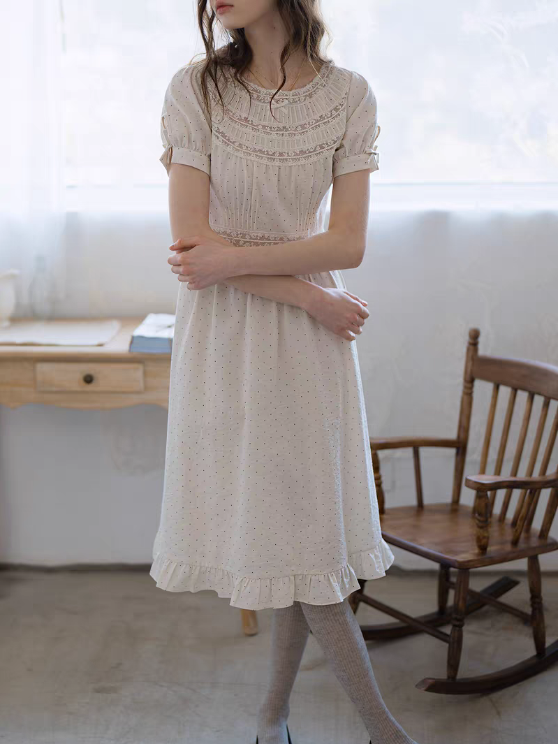 Kissgarnet. Original Design Polka Dot Cutout Lace Dress