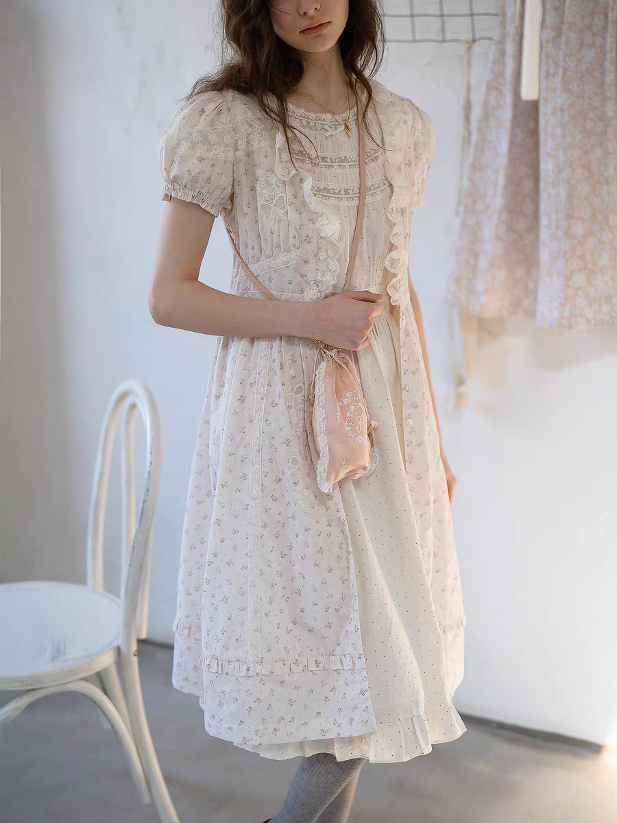 Kissgarnet. Original Design Polka Dot Cutout Lace Dress