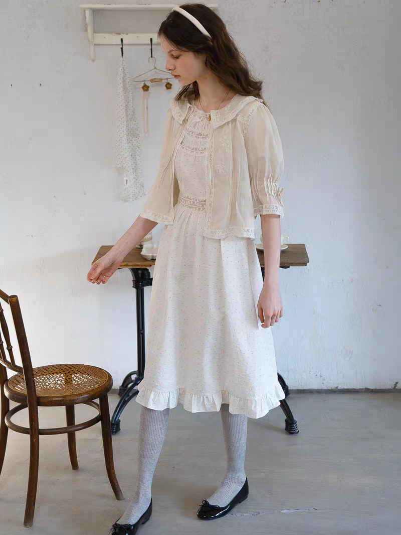 Kissgarnet. Original Design Polka Dot Cutout Lace Dress