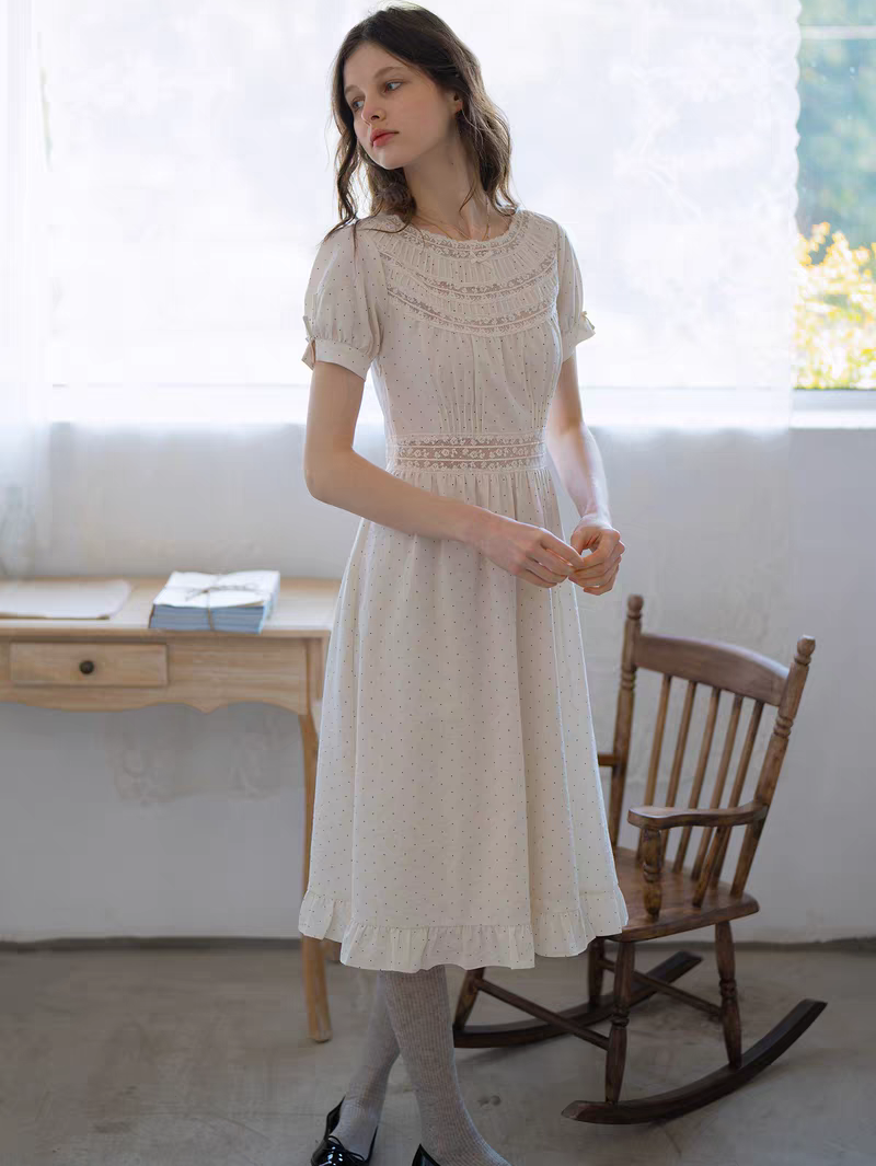 Kissgarnet. Original Design Polka Dot Cutout Lace Dress