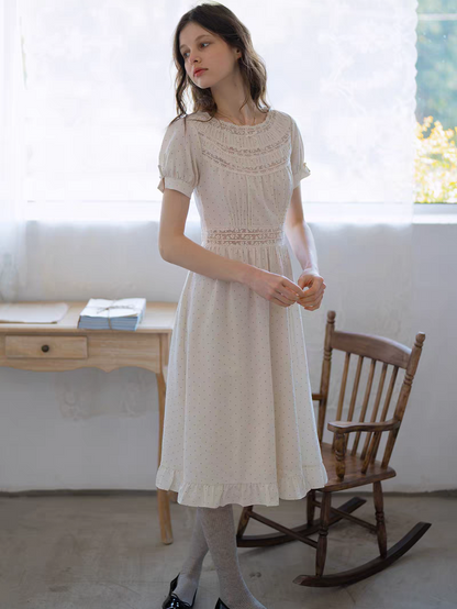 Kissgarnet. Original Design Polka Dot Cutout Lace Dress