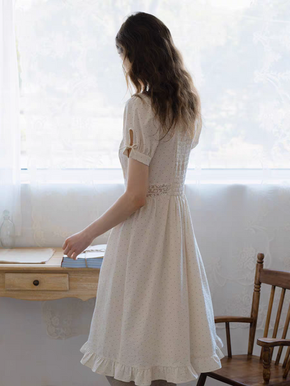 Kissgarnet. Original Design Polka Dot Cutout Lace Dress