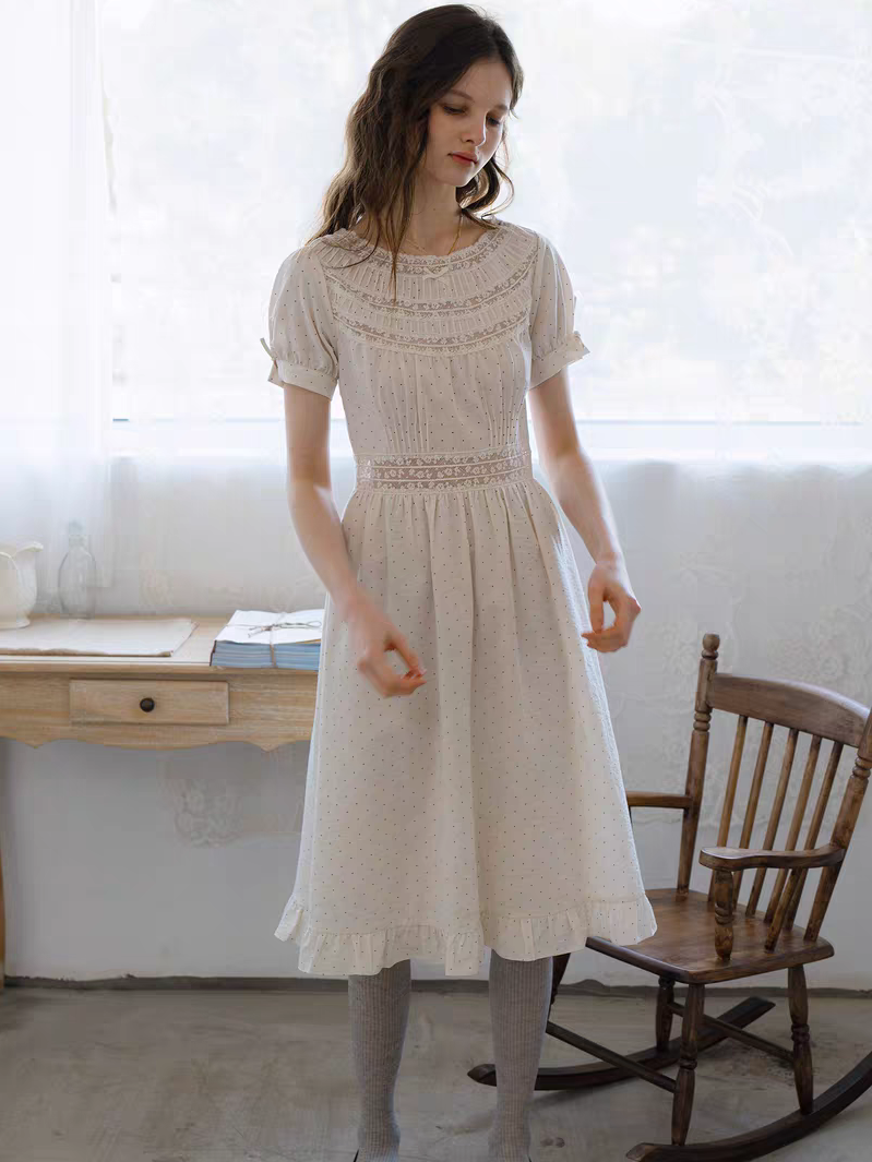 Kissgarnet. Original Design Polka Dot Cutout Lace Dress