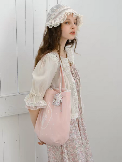 Kissgarnet. Original Design Rose Floral Dress & Embroidered Tie Front Cover-Up Set