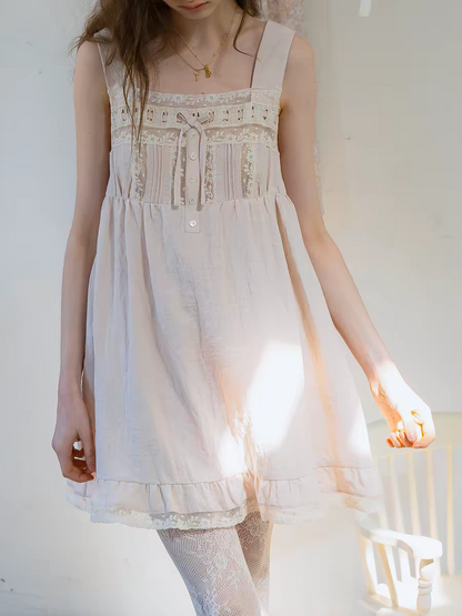 Kissgarnet. Original Design Embroidered Cardigan-Style Overlay Dress & Lace Slip Dress Set