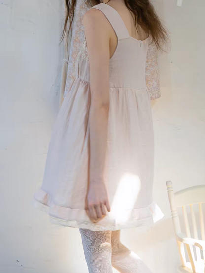 Kissgarnet. Original Design Embroidered Cardigan-Style Overlay Dress & Lace Slip Dress Set