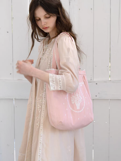 Kissgarnet. Original Design Embroidered Cardigan-Style Overlay Dress & Lace Slip Dress Set