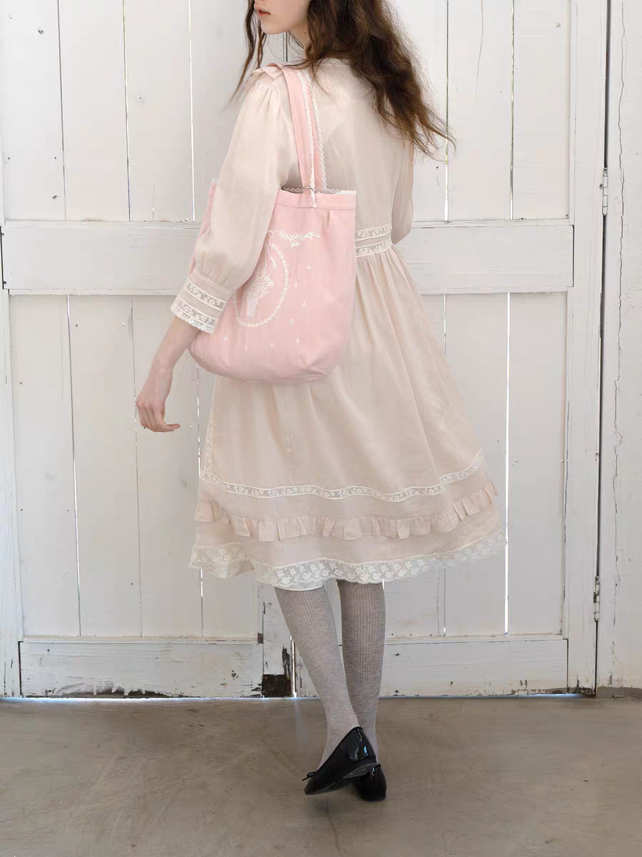 Kissgarnet. Original Design Embroidered Cardigan-Style Overlay Dress & Lace Slip Dress Set