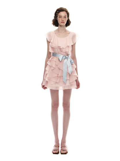 Romance Nanci. Original Design Ruffle Trim Tie Dress