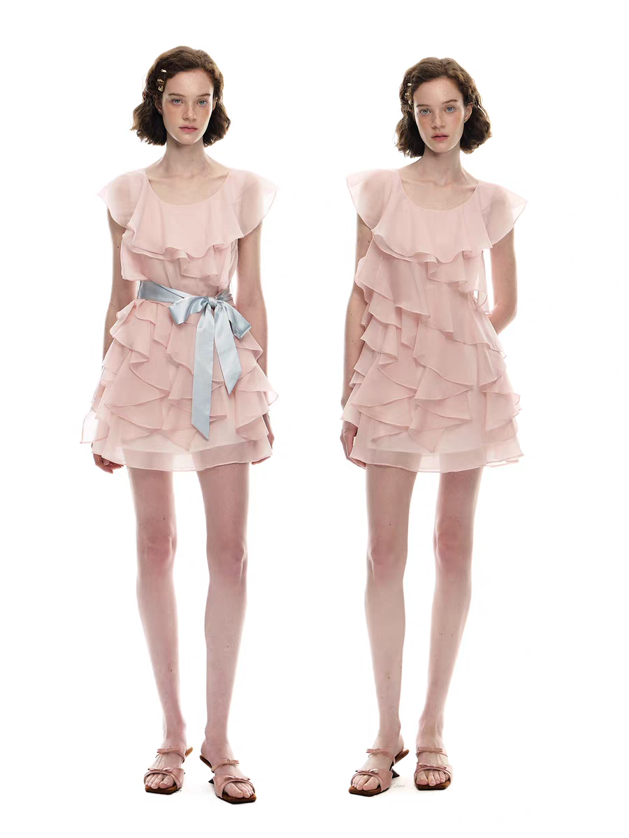Romance Nanci. Original Design Ruffle Trim Tie Dress