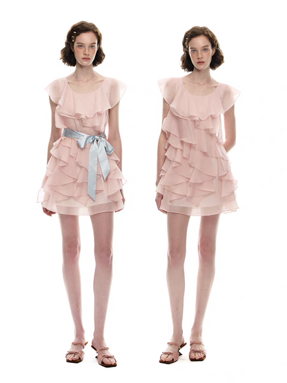 Romance Nanci. Original Design Ruffle Trim Tie Dress