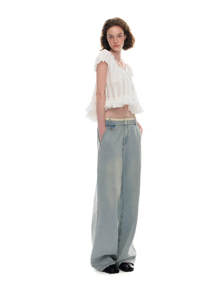 Romance Nanci. Original Design Polka Dot Patchwork Halter Cropped Shirt Top