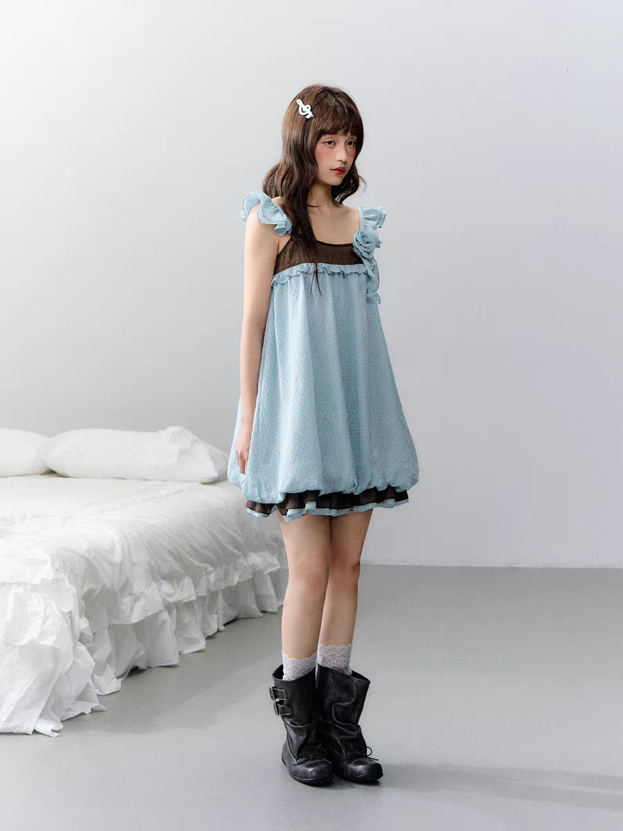 Narratorgirls. Original Design Floral Bubble Hem Sleeveless Cami Dress