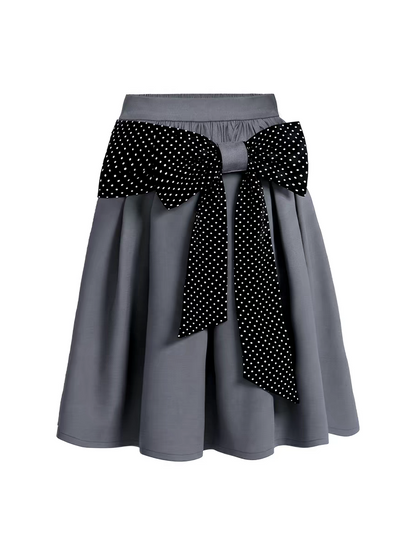 Narratorgirls. Original Design Polka Dot Bow Puffy Midi Skirt