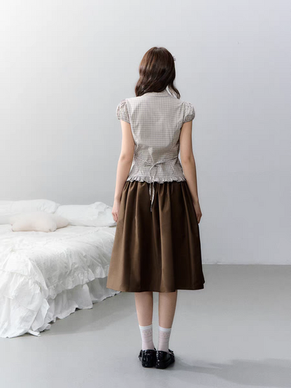 Narratorgirls. Original Design Polka Dot Bow Puffy Midi Skirt