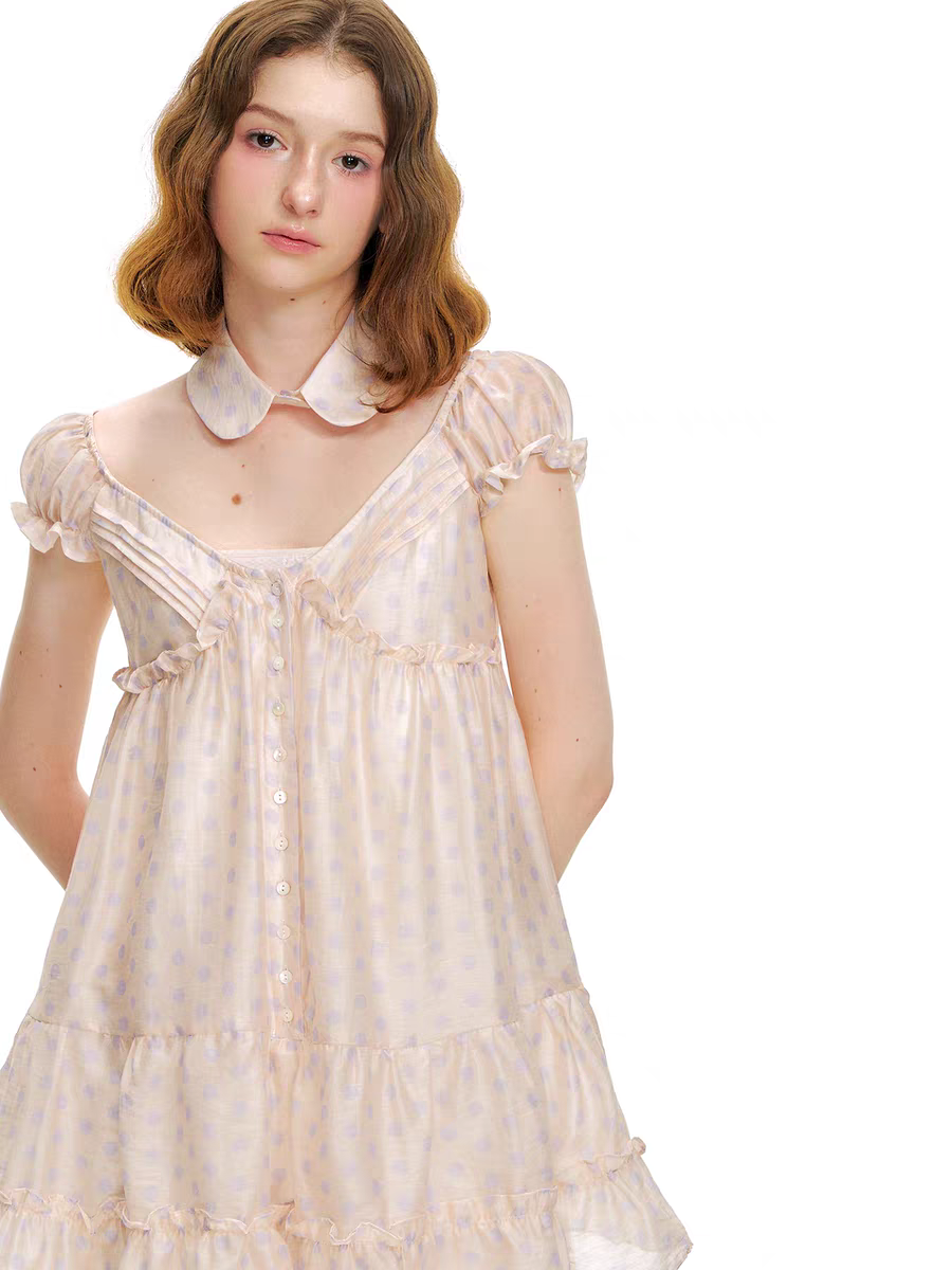 Romance Nanci. Original Design Polka Dot High-Waist A-Line Dress
