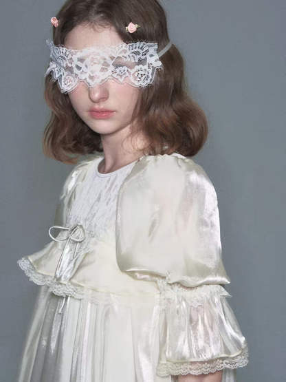 Romance Nanci. Original Design Shimmer Lace Puff Sleeve Dress