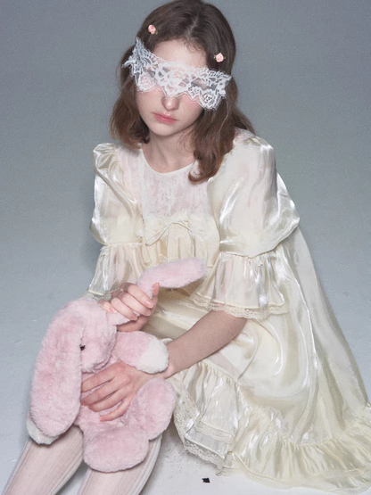 Romance Nanci. Original Design Shimmer Lace Puff Sleeve Dress