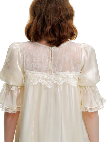Romance Nanci. Original Design Shimmer Lace Puff Sleeve Dress